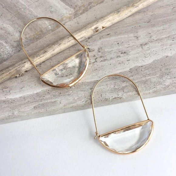 Anthropologie Crescent Hoop Earrings — NEW — Clear - Picture 5 of 6